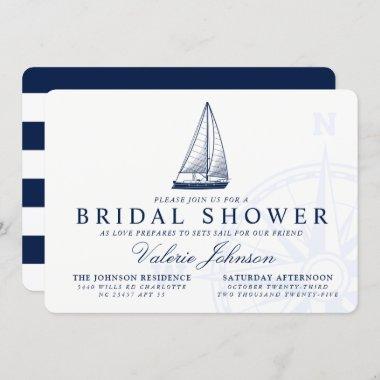 Love Sets Sail | Nautical Themed Bridal Shower Invitations