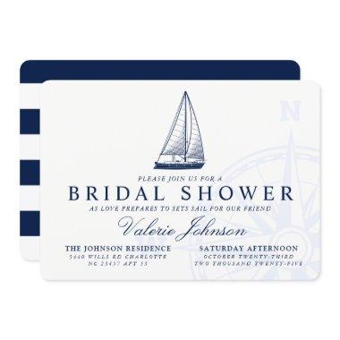 Love Sets Sail | Nautical Themed Bridal Shower Invitations