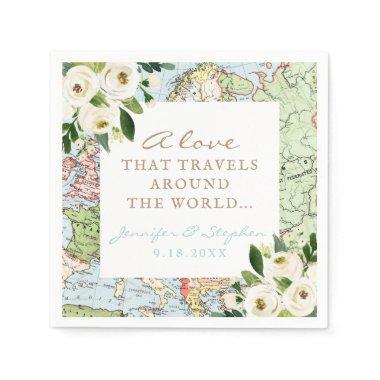 Love That Travels around the World Floral Map Napkins