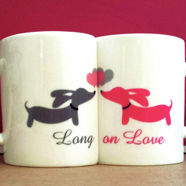 Love You Long Time Dachshund Couples Coffee Mugs