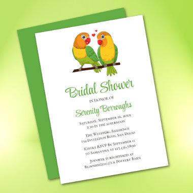 Lovebirds Yellow Green Love Birds Bridal Shower Invitations