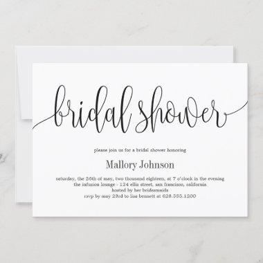 Lovely Calligraphy EDITABLE COLOR Bridal Shower Holiday Invitations