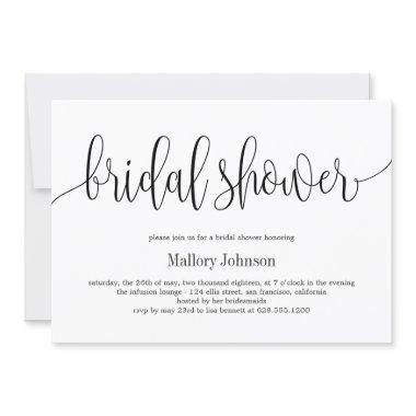 Lovely Calligraphy EDITABLE COLOR Bridal Shower Holiday Invitations