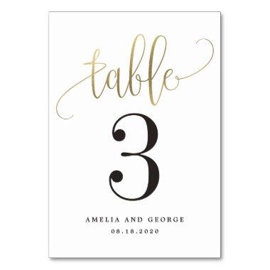 Lovely Calligraphy Faux Gold Foil Table Number