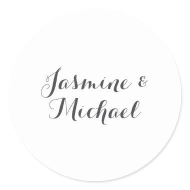 Lovely Chic Calligraphy Couple Names Classic Round Sticker