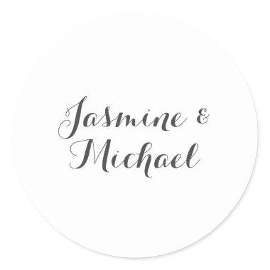 Lovely Chic Calligraphy Couple Names Classic Round Sticker