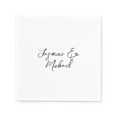 Lovely Chic Calligraphy Names Weddings Napkins