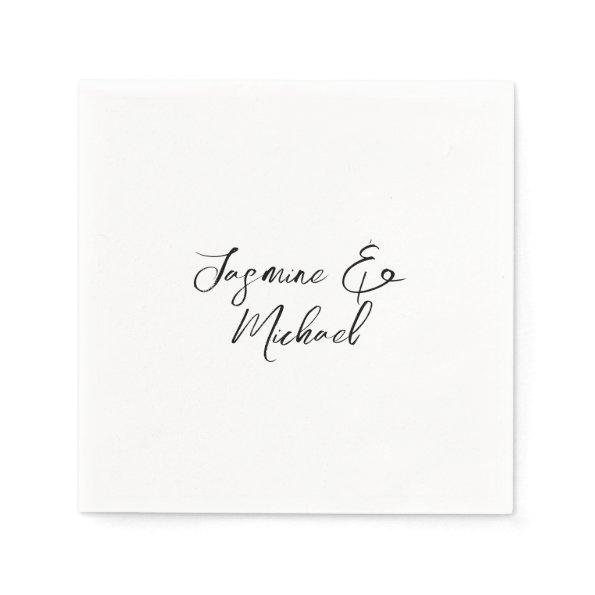 Lovely Chic Calligraphy Names Weddings Napkins