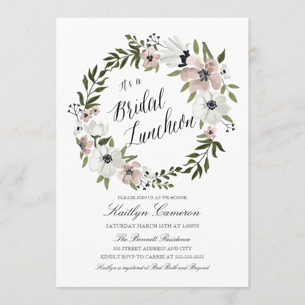 Lovely Floral Wreath- Bridal Luncheon Invitations