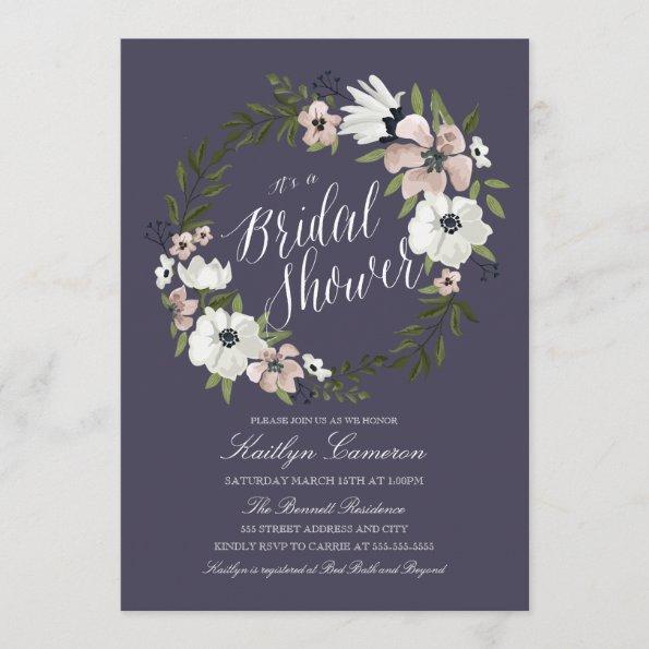Lovely Floral Wreath- Bridal Shower Invitations