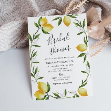 lovely lemon foliage bridal shower Invitations