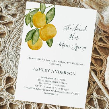 Lovely Lemon Tree Watercolor Bachelorette Party Invitations