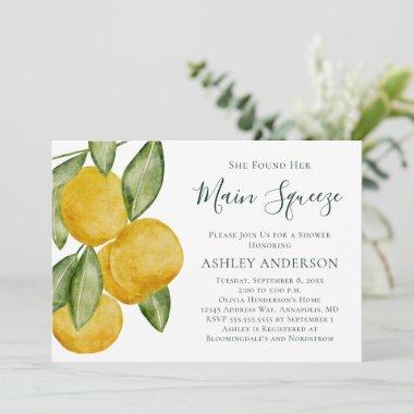 Lovely Lemon Tree Watercolor Bridal Shower Invitations