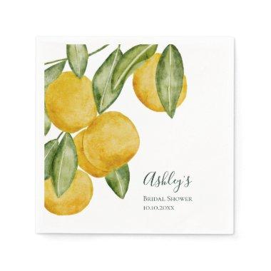 Lovely Lemon Watercolor Bridal Shower Personalized Napkins