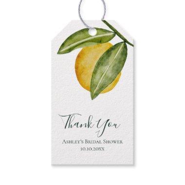 Lovely Lemon Watercolor Bridal Shower Thank You Gift Tags