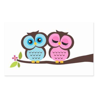 Lovely Owls Rectangular Sticker