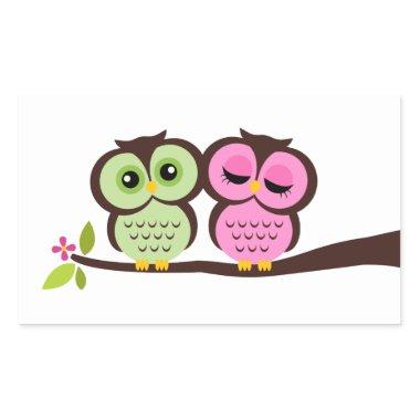 Lovely Owls Rectangular Sticker