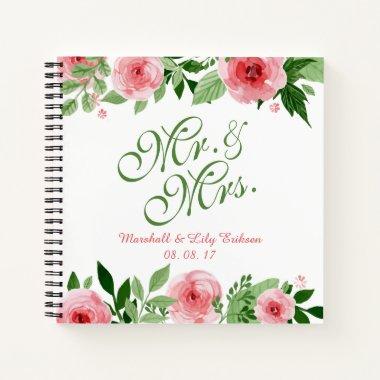 Lovely Personalized Floral Wedding Guestbook Notebook