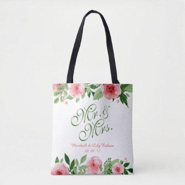 Lovely Personalized Floral Wedding Tote Bag