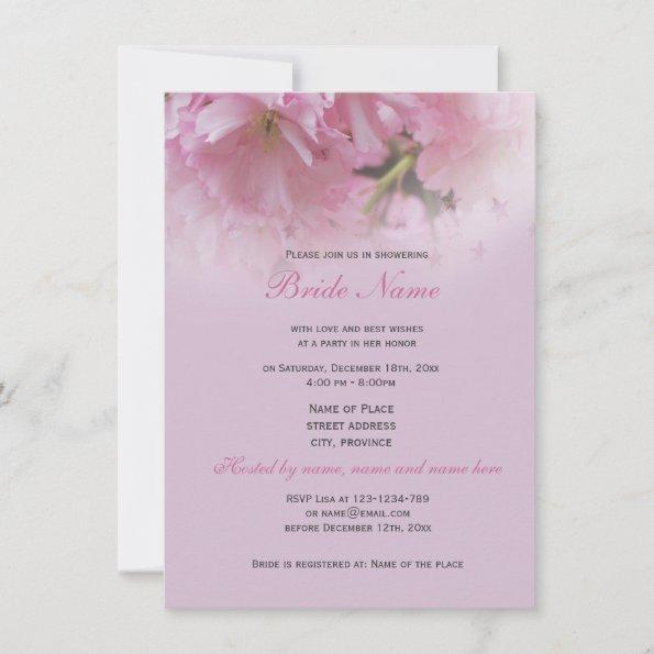 Lovely pink cherry blossom spring bridal shower Invitations