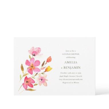 Lovely Pink Watercolor Floral Couples Shower Invitations