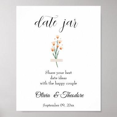 Lovely Pink Watercolor Wildflower Wedding Date Jar Poster