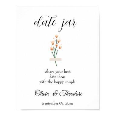 Lovely Pink Watercolor Wildflower Wedding Date Jar Poster