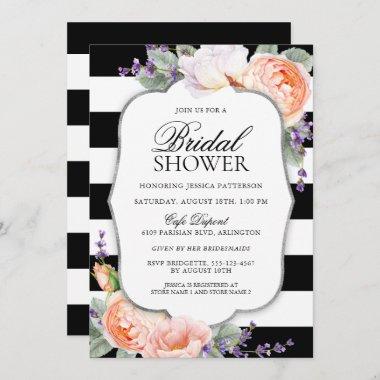 Lovely Roses and Lavender Bridal Shower Invitations