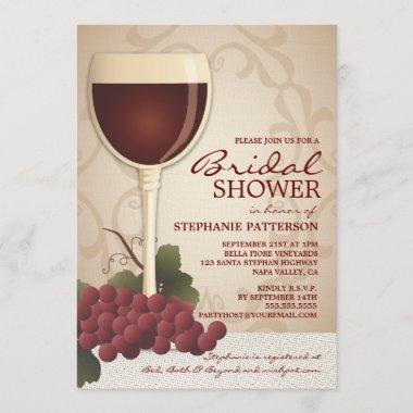 Lovely Wine & Grapes Bridal Shower Invitations