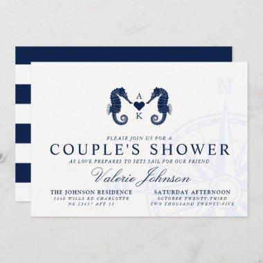 Love's Tide | Dual Seahorse Themed Couple's Shower Invitations