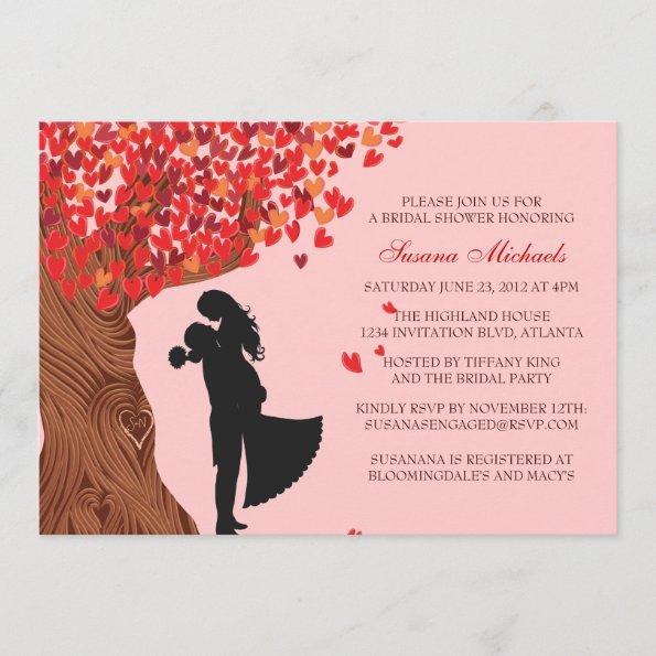 Loving Couple Initials Oak Tree Fall Bridal Shower Invitations