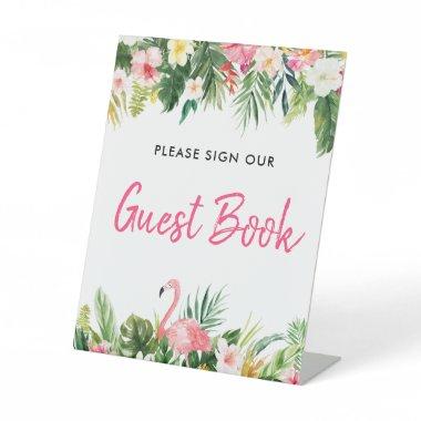 Luau Flamingo Tropical Sign Our Gusetbook Sign