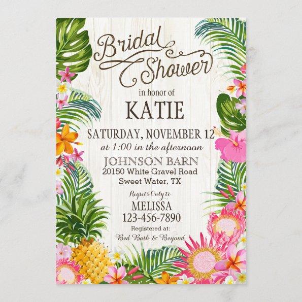Luau Hawaiian Beach Rustic Bridal Shower Invitations