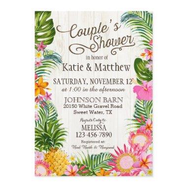 Luau Hawaiian Beach Rustic Couples Shower Invitations