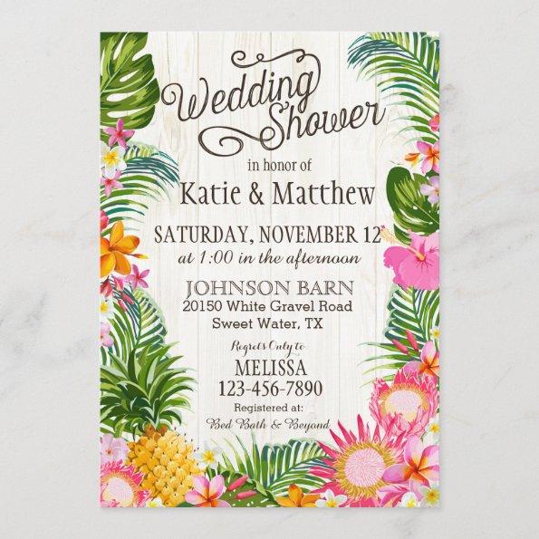 Luau Hawaiian Beach Rustic Wedding Shower Invitations