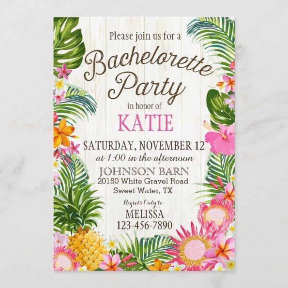 Luau Hawiian Beach Rustic Bachelorette Party Invitations