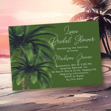 Luau Palm Trees Wedding Bridal Shower Invitations