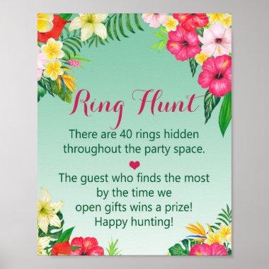 Luau Tropical Ring Hunt Game - Bridal Shower Sign
