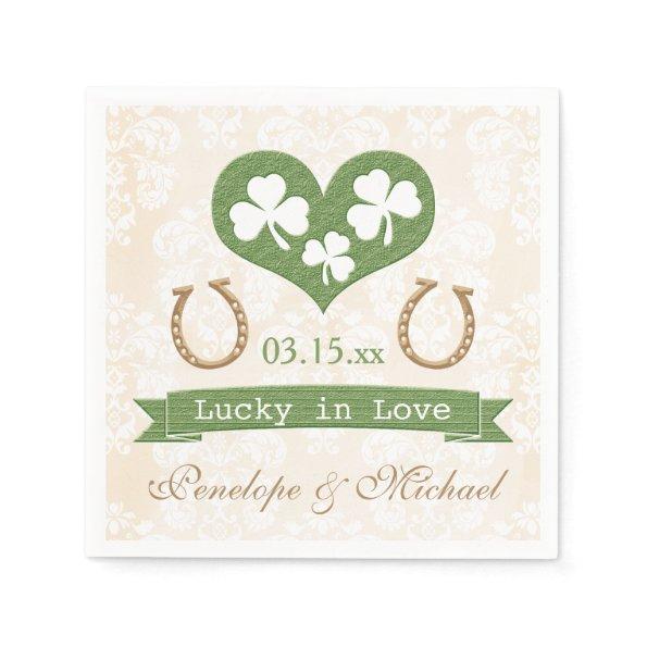 Lucky Horseshoe and Shamrock Wedding Napkins