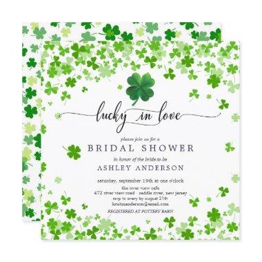 Lucky in Love 4 Leaf Clover Bridal Shower Invitat Invitations