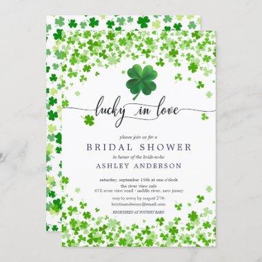 Lucky in Love 4 Leaf Clover Bridal Shower Invitations