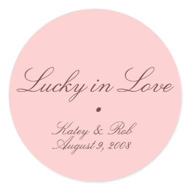 Lucky in Love and Pretty in Pink Classic Round Sticker