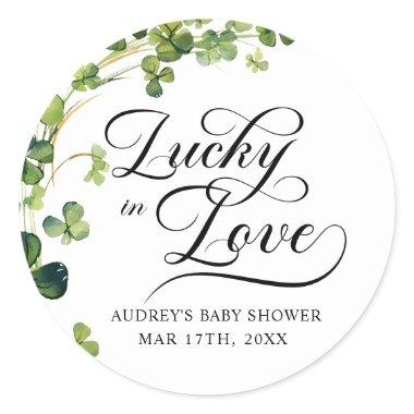 Lucky in Love  Green Shamrock Classic Round Sticker