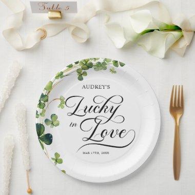 Lucky in Love  Green Shamrock Paper Plates