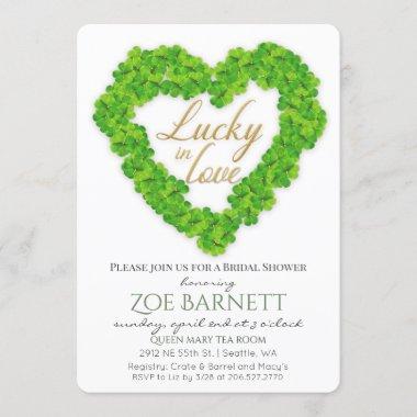 Lucky In Love Clover Bridal Shower Invitations