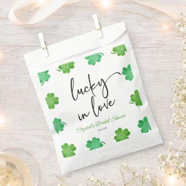 Lucky In Love Green Shamrock Clovers  Favor Bag