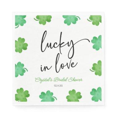 Lucky In Love Green Shamrock Clovers Bridal Shower Napkins