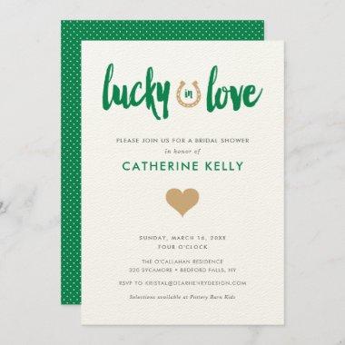 Lucky in Love Irish Horseshoe Bridal Shower Green Invitations