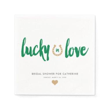 Lucky in Love Irish Horseshoe Bridal Shower Green Napkins