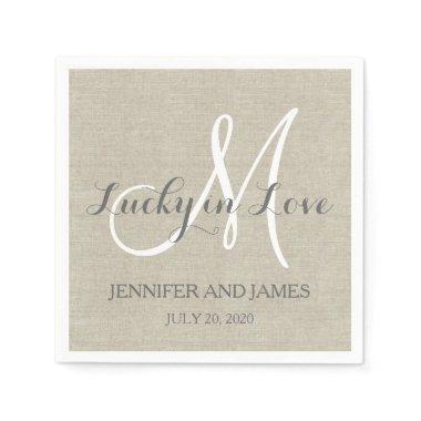 Lucky in Love Rustic Wedding Paper Napkins